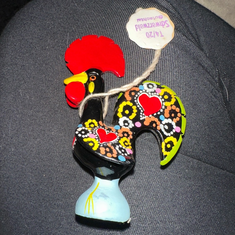 PPLA Colorful Rooster Figurine - Black, Red, Yellow